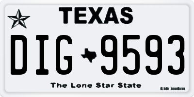 TX license plate DIG9593