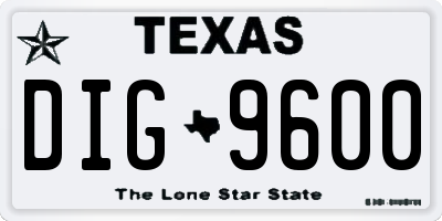 TX license plate DIG9600