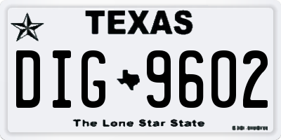 TX license plate DIG9602