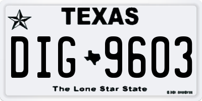 TX license plate DIG9603