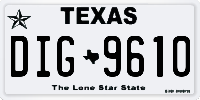 TX license plate DIG9610
