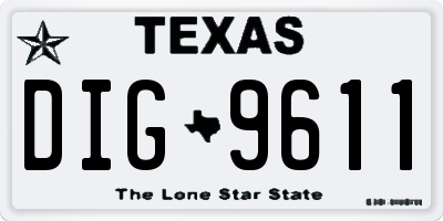 TX license plate DIG9611