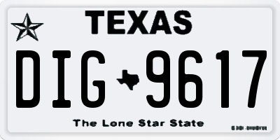 TX license plate DIG9617