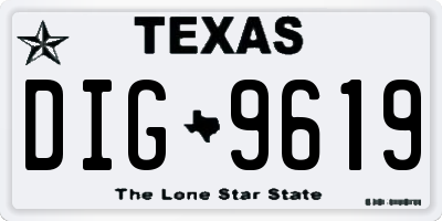 TX license plate DIG9619