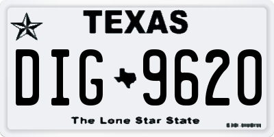 TX license plate DIG9620