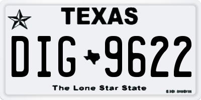 TX license plate DIG9622