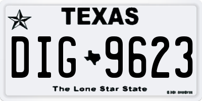 TX license plate DIG9623