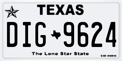 TX license plate DIG9624