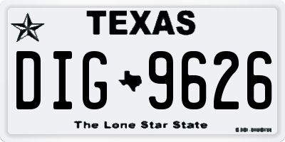 TX license plate DIG9626