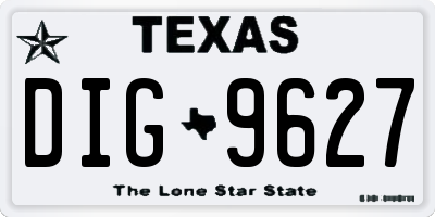 TX license plate DIG9627