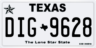 TX license plate DIG9628
