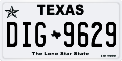 TX license plate DIG9629
