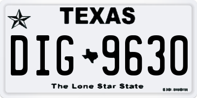 TX license plate DIG9630