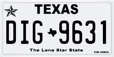 TX license plate DIG9631