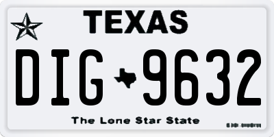 TX license plate DIG9632
