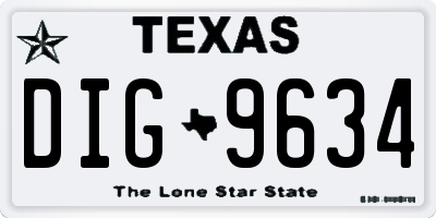 TX license plate DIG9634