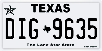 TX license plate DIG9635