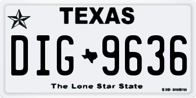 TX license plate DIG9636