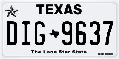 TX license plate DIG9637