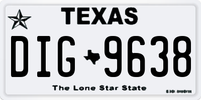 TX license plate DIG9638