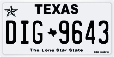 TX license plate DIG9643