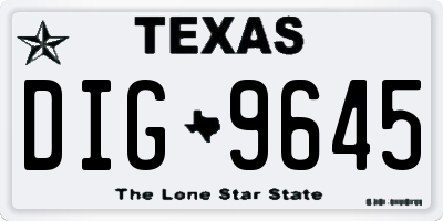 TX license plate DIG9645