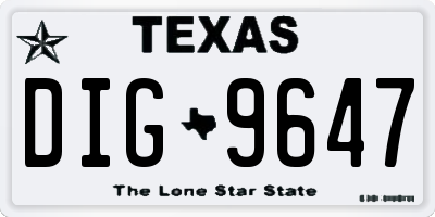 TX license plate DIG9647