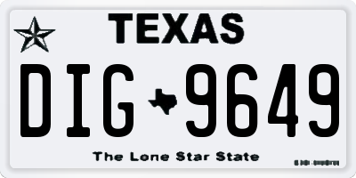 TX license plate DIG9649