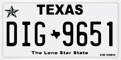 TX license plate DIG9651