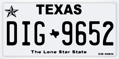 TX license plate DIG9652