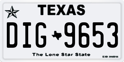 TX license plate DIG9653
