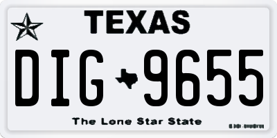 TX license plate DIG9655