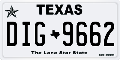 TX license plate DIG9662