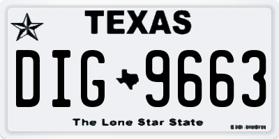 TX license plate DIG9663