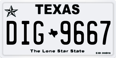 TX license plate DIG9667