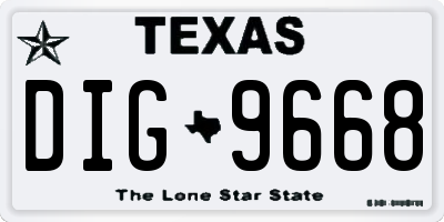 TX license plate DIG9668