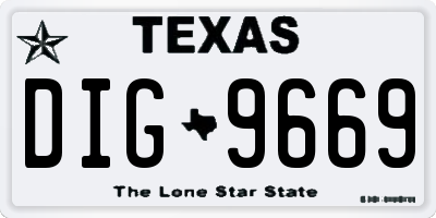 TX license plate DIG9669