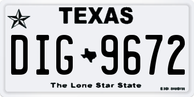 TX license plate DIG9672