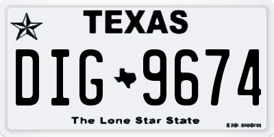 TX license plate DIG9674