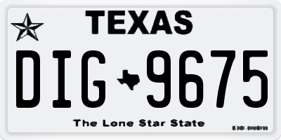 TX license plate DIG9675