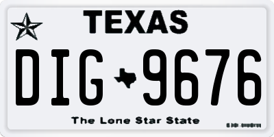 TX license plate DIG9676