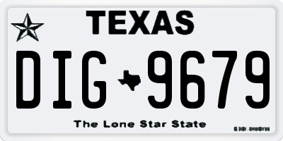 TX license plate DIG9679
