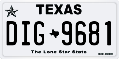 TX license plate DIG9681