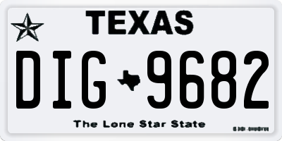 TX license plate DIG9682