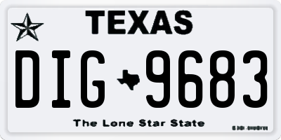 TX license plate DIG9683