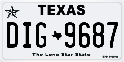 TX license plate DIG9687