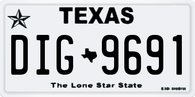 TX license plate DIG9691