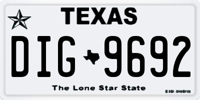 TX license plate DIG9692