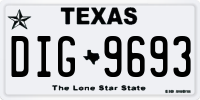 TX license plate DIG9693