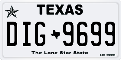 TX license plate DIG9699